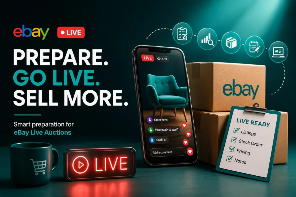 An image showing total set up of eBay Live UK
