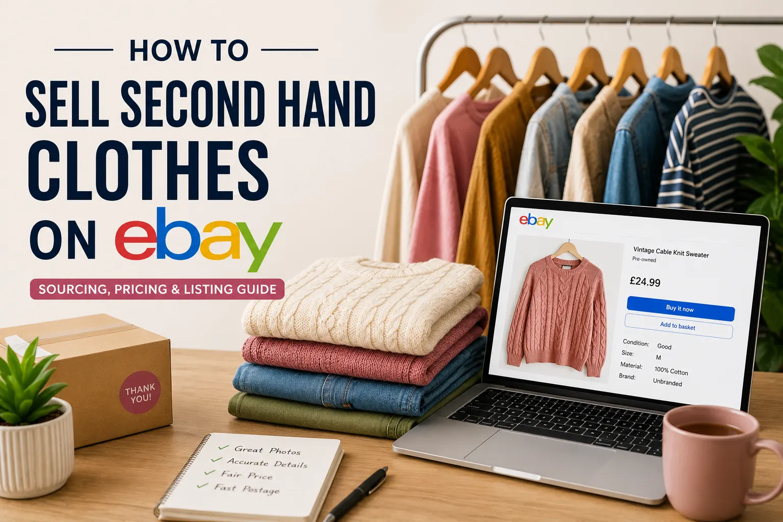 An image showing strategy for how to sell second hand clothes on eBay