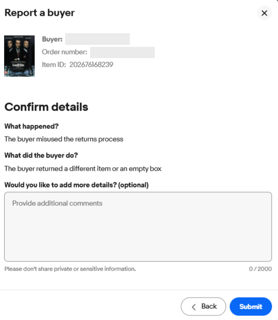 screenshot showing ebay page- How to Report a Buyer on eBay