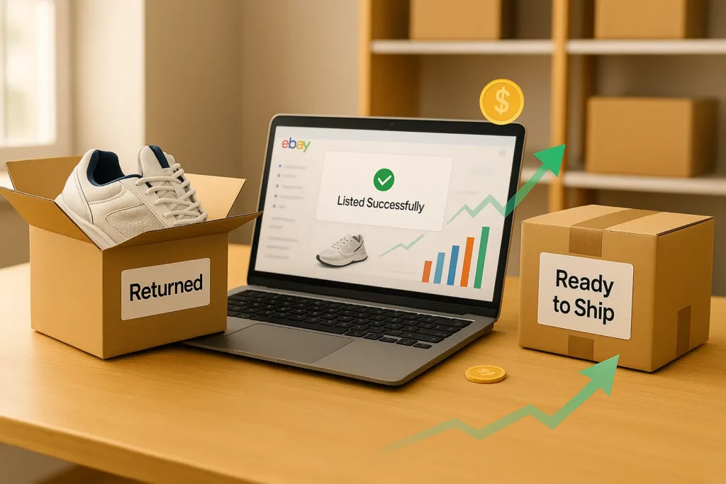 An image showing a sneaker returned and resold on ebay illustrating how to relist an item on eBay
