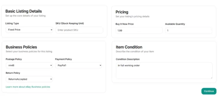 A screen shot showing prolisto lisitng template